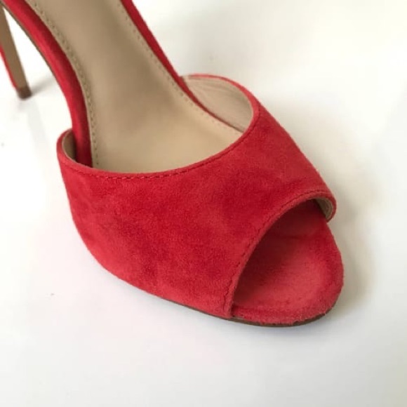 Botkier Anna Stiletto Poppy Red High Heels with Ankle Strap and Tassel